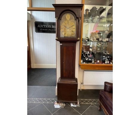 Late 18th Century Long Case Clock, of typical form, oak case, brass dial with Roman numerals, marked W M Hall, North Shields.
