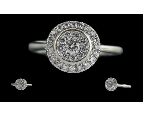 Ladies - Excellent Quality 18ct White Gold Diamond set Dress Ring. excellent design. full hallmark to interior of shank. the 