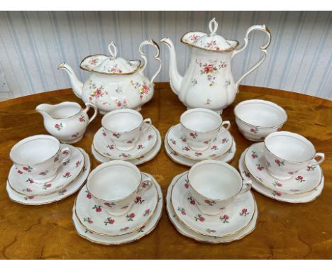 Royal Albert 'Tenderness' Tea Pot &amp; Coffee Pot, together with Colclough set of six cups, saucers and sides, milk jug and 