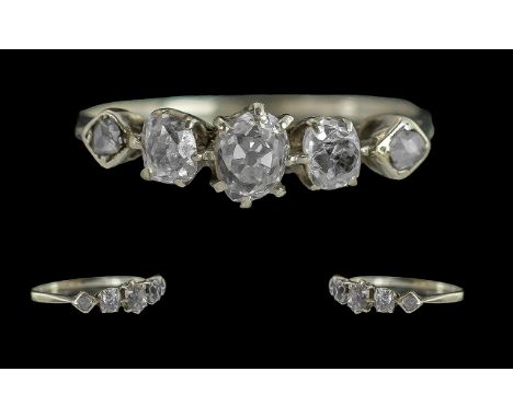 Platinum Five Stone Diamond Ring, set with old cut diamonds, est. diamond weight .53 ct.