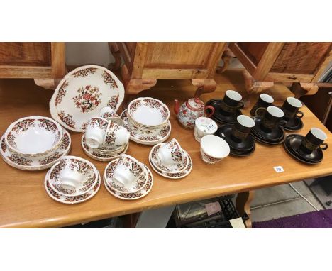 A Colclough tea set (approximately 26 pieces) 6 Denby arabesque cups &amp; saucers, plus a Susie Cooper jam jar