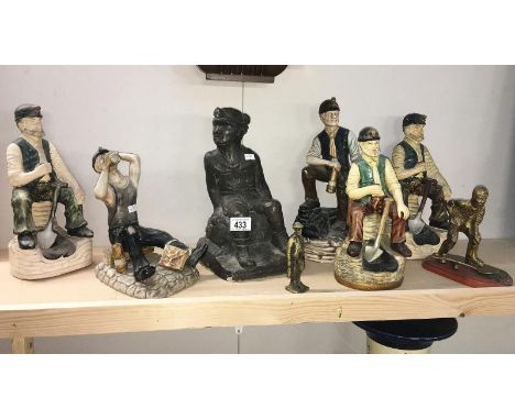A quantity of ceramic &amp; brass miners figures including Saxony