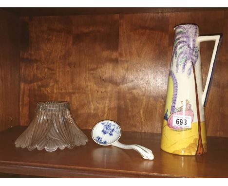 A Royal Burslem vase circa 1950's 'The Crinoline lady' a 19th century ladle &amp; light shade