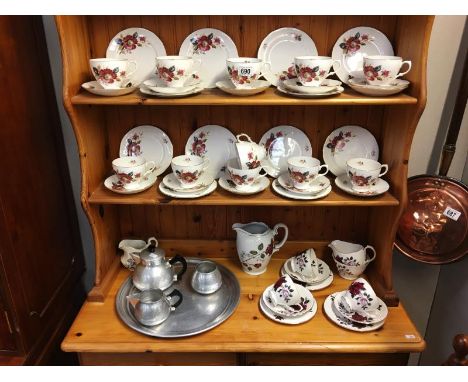 a 12 piece Gainsborough bone china tea set, an aluminium swan brand 'The Carlton' teapot set &amp; swallow pattern tray