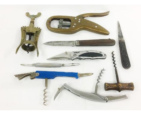 A mixed lot including bottle openers, pen knives &amp; a bone trinket box etc.