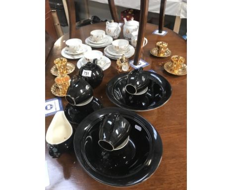 A part Japanese tea set and a quantity of wade "gilt" cups &amp; saucers, and Johnson Brothers tea ware