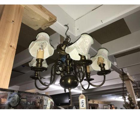 A brass ceiling light,.