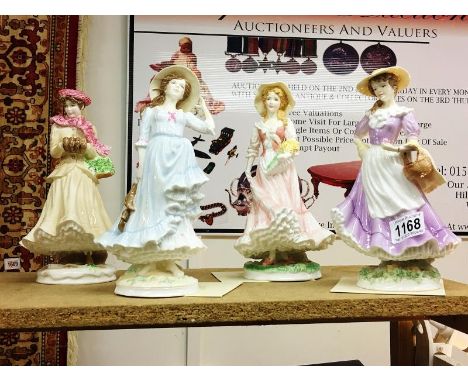 Royal Worcester 'The four seasons' collection figures, 3 with certificates no certificate with spring