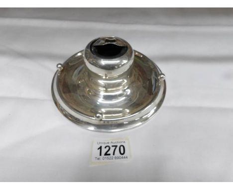 A hall marked silver inkwell,.