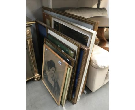 A quantity of portrait prints &amp; a charcoal portrait