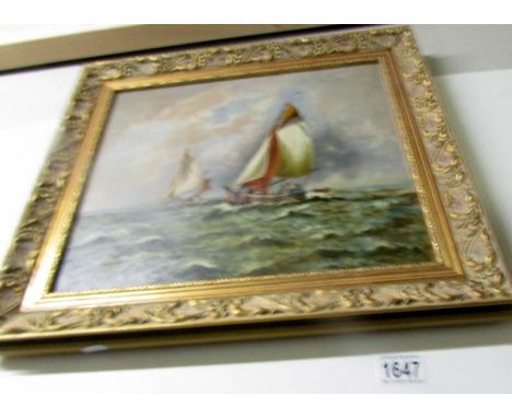An oil on board seascape.