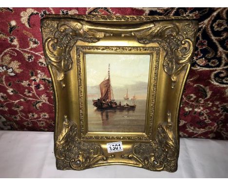 A gilt framed oil on board seascape.