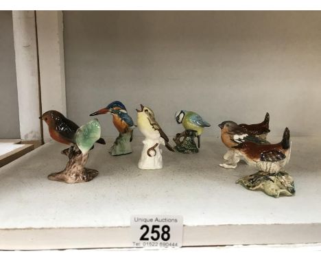 7 bird figures including Goebel and Beswick (Kingfisher A/F)