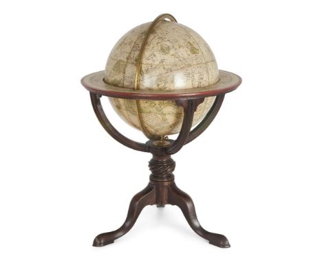 A George III 12 inch celestial table globe, by Wright and Bardin, late 18th century, made up of twenty four hand-coloured eng