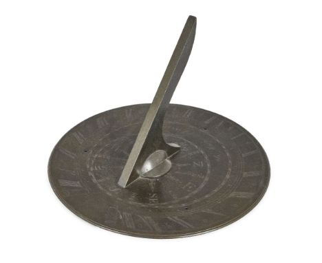 A George III bronze 14 inch sundial plate, by Benjamin Martin, London, third quarter 18th century, engraved with 16 point com