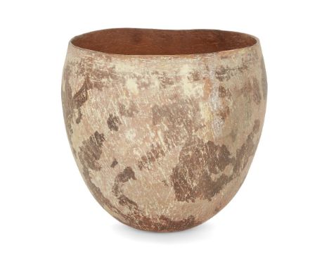 Elspeth Owen, b.1938, an earthenware vase, 1992/3, decorated in shades of light yellow and brown, 15.6cm high (ARR)Provenance