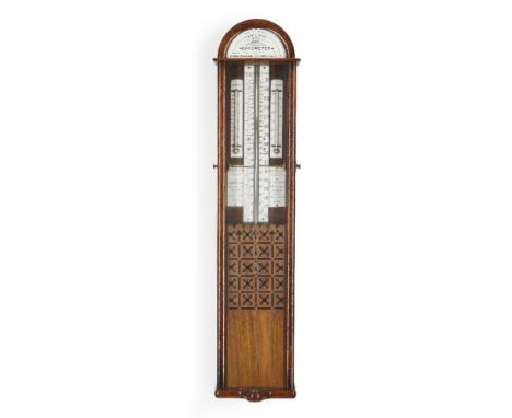 A Victorian mahogany stick tube barometer, by Ledger Smith & Co., London and Calcutta, c.1870, the wide arched glazed case wi