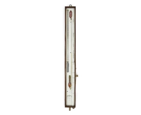 A Scottish Regency mahogany cased sympiesometer, by Adie &amp; Son, early 19th century, the silvered brass plate with Fahrenh