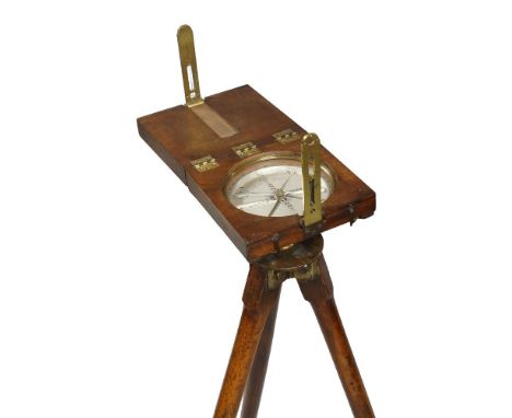 A Regency mahogany cased surveyor's circumferentor, by J.Raxter, Birmingham, first-quarter 19th century, the silvered dial wi