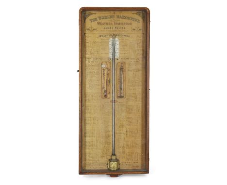 A Victorian mahogany cased Worldâ€™s Barometer Weather Indicator, by James Walter, Major 4th Lancashire Artillery, c.1861, th