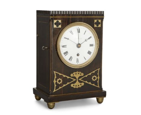  AMENDMENT: Please note that this clock has an alarm mechanism not a repeating mechanism.  A coromandel and gilt-brass inlaid