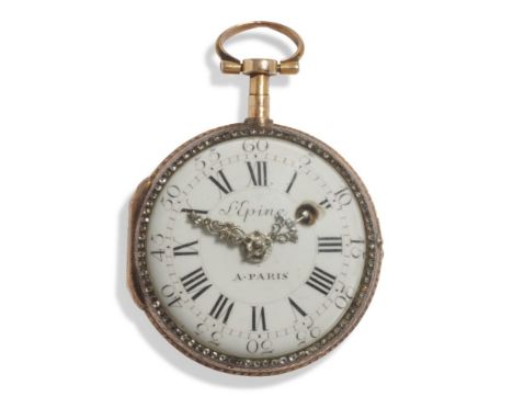 A French gold and gilt-brass verge watch, by Lepine, Paris, c.1780, the small front wind chain fusee movement with verge esca