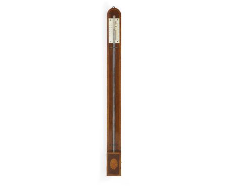 A Scottish mahogany and satinwood crossbanded stick barometer, by Gardner, Edinburgh, late 18th/early 19th century, with visi