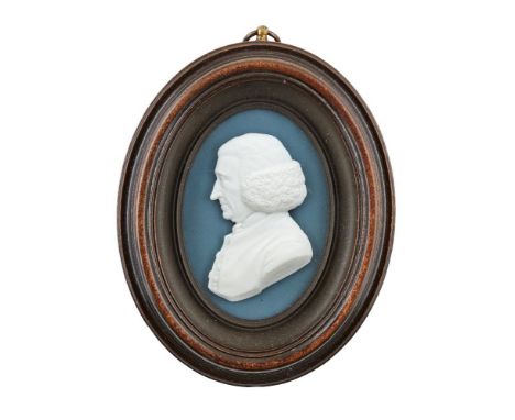 James Tassie, Scottish, 1735-1799, a white paste portrait relief of Robert Brown (1710-1784-1788), inscribed ROB.BROWN AET .7