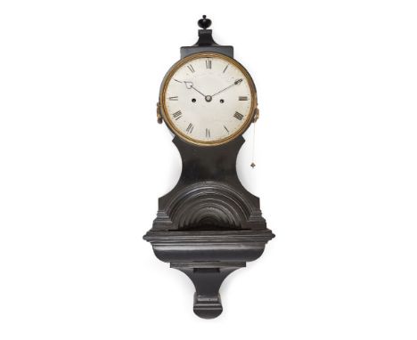 An ebonised balloon bracket clock, by William Payne, first half 19th century, the ebonised balloon style case with urn finial