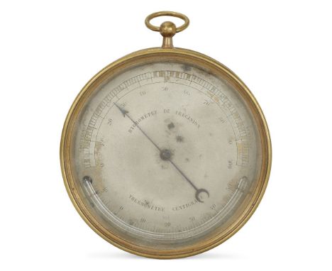 A French brass cased Hygrometer, by Pertuis, Hulot, Bourgeois and Naudet, late 19th/early 20th century, the silvered dial wit