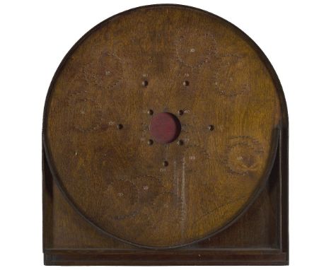 A Coney bagatelle board, mid-20th century, with maker's label and PAT 8412/32, 73cm high, 69cm wide    Please refer to depart