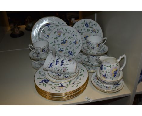 A selection of Coalport 'Pageant' breakfast cups, saucers, dinner plates, jug, sugar basin and side plates.