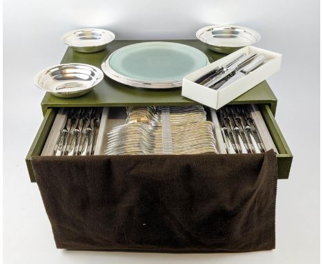 CHRISTOFLE CANTEEN OF CUTLERY, silver plated, comprising 12 forks, 12 soup spoons, 12 tea spoons, 12 knives, 12 fish knives, 