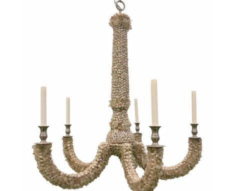 ANTHONY REDMILE STYLE SHELL AND ROCK CRYSTAL CHANDELIER, 100cm drop. 
