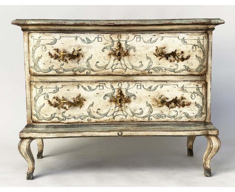 VENETIAN COMMODE, 18th century hand painted and ormolu mounted in the Chinese taste with two long drawers, 115cm x 90cm H x 5
