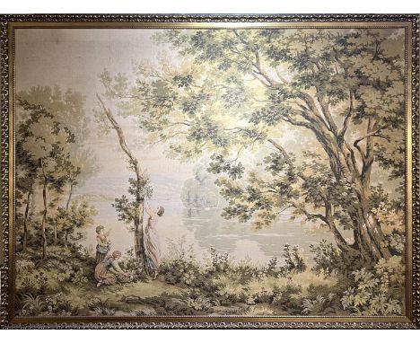 AFTER JEAN-BAPTISTE-CAMILLE COROT (French 1796-1875) 'Souvenir de Mortefontaine', Tapestry, 201cm x 151cm, gilt framed. 