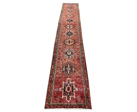 PERSIAN KARAJA RUNNER, 436cm x 71cm. 