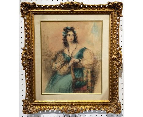 ATTRIBUTED TO JOHN PHILIP, 'Pope' Davis, portrait of A Young Woman, watercolour, 25cm x 21cm, framed. 