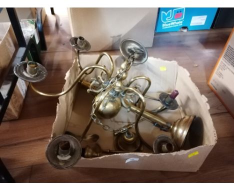Box of brass ceiling light fitting and part companion set
