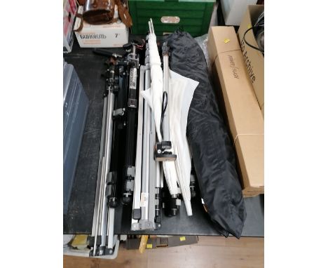 Camera tripods, umbrellas and other photographic equipment