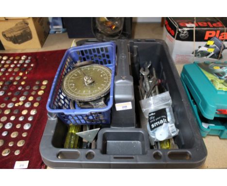 Tool tray containing Salter scales &amp; tools