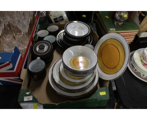 Box of Hornsea and Stonehenge Midwinter pattern dinner ware