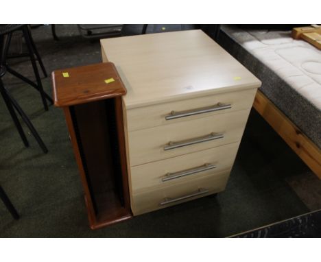 Pine CD rack and modern 4 drawer chest of drawers