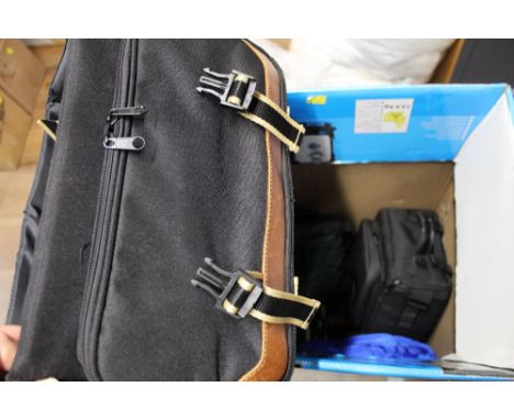 Box of camera travel bags - Lowe Pro etc