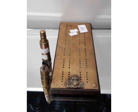 3 PIECES OF MILITARY TRENCH ART INCLUDES CRIB BOARD AND LIGHTER