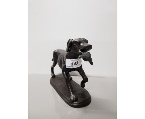 CAST METAL HUNTING DOG AND PHEASANT