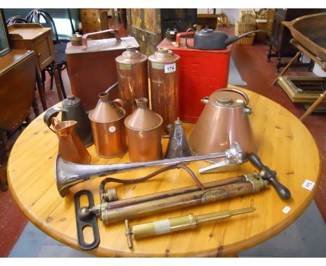 Collection of Vintage oil and petrol cans etc.