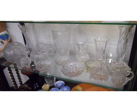 Collection of cut glass (whole shelf)