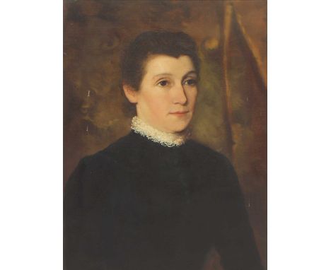 English School, 19th centuryPortrait of a lady, half length, in a black dress and white collaroil on canvas60.5 x 45.5cmBy fa