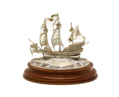 Michael J Softley silver model of Golden Hind, London 2002, commissioned by the Royal Mint, Ltd Ed 008/250Condition report: I